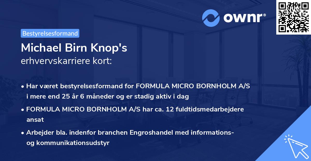 Michael Birn Knop's erhvervskarriere kort