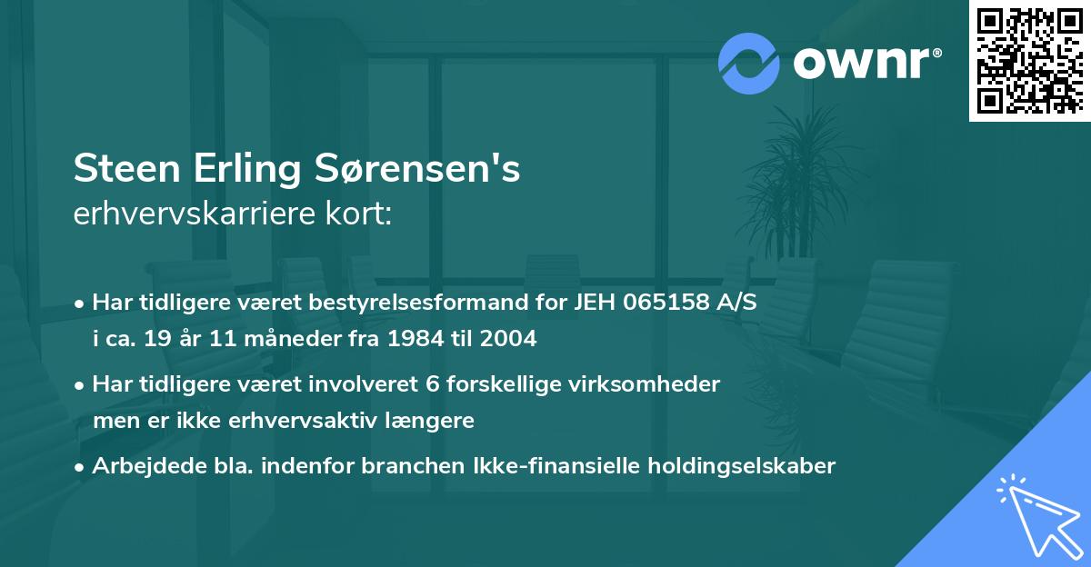 Steen Erling Sørensen's erhvervskarriere kort