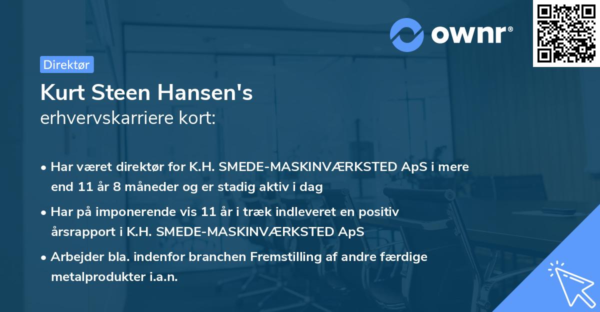 Kurt Steen Hansen's erhvervskarriere kort