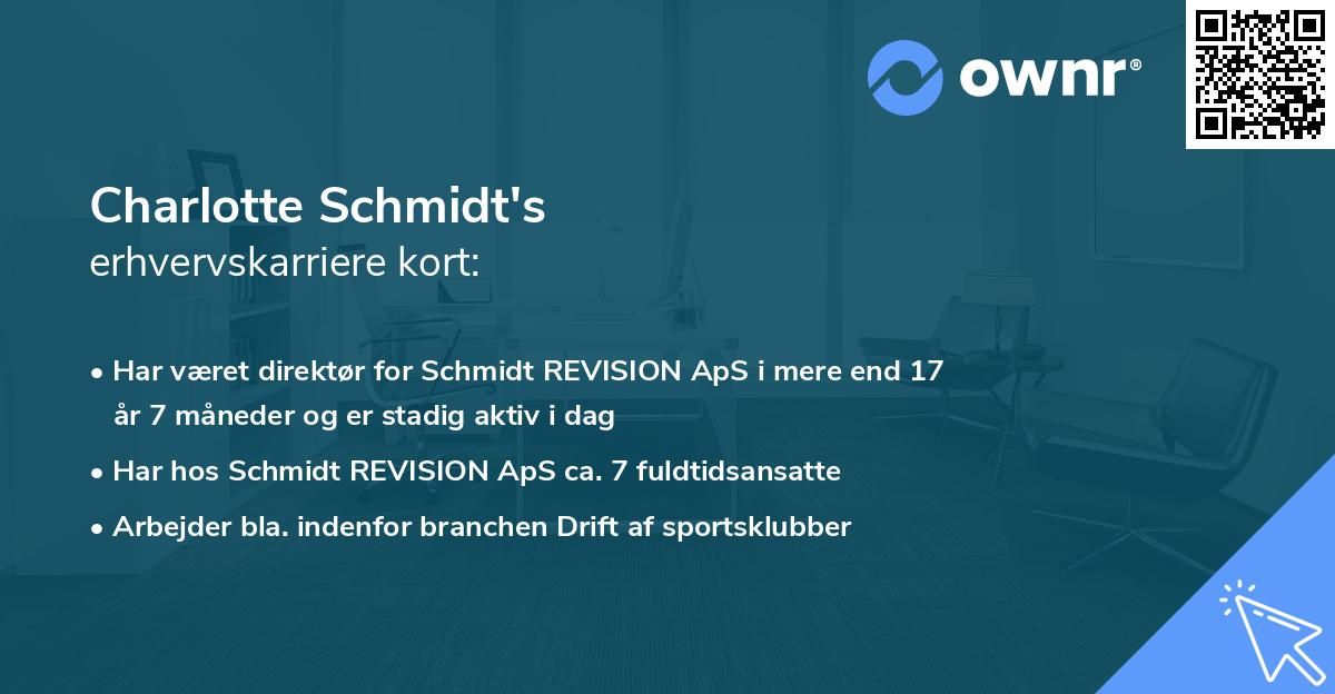 Charlotte Schmidt's erhvervskarriere kort