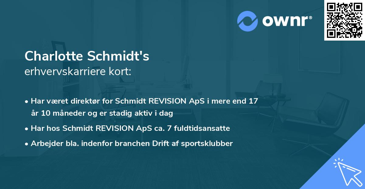 Charlotte Schmidt's erhvervskarriere kort