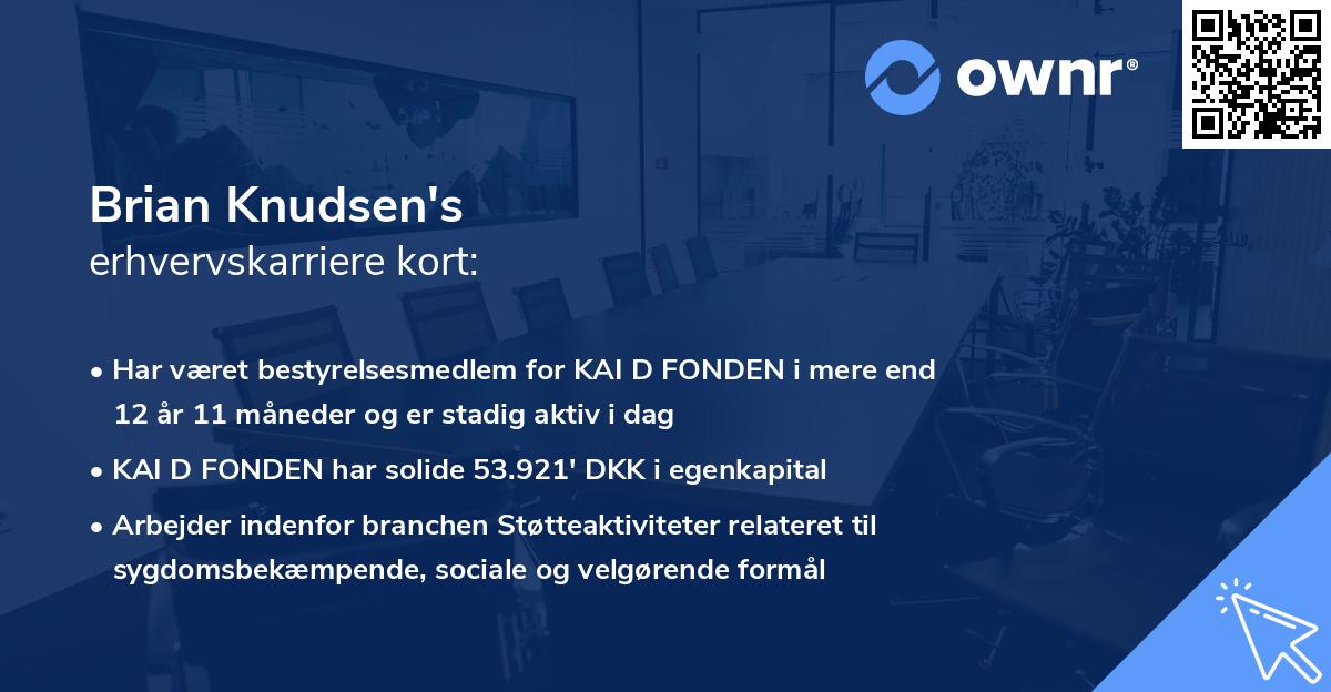 Brian Knudsen's erhvervskarriere kort