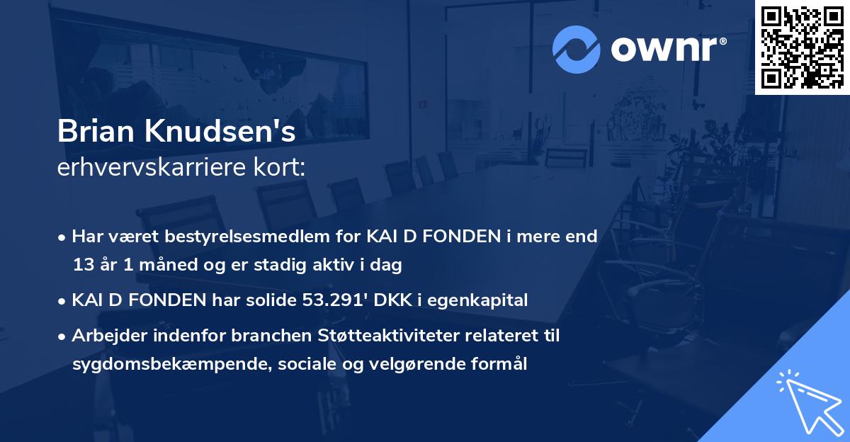 Brian Knudsen's erhvervskarriere kort