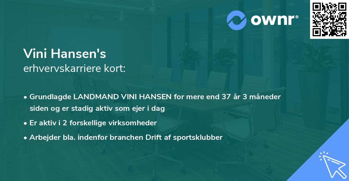 Vini Hansen's erhvervskarriere kort