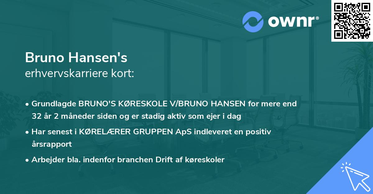 Bruno Hansen's erhvervskarriere kort