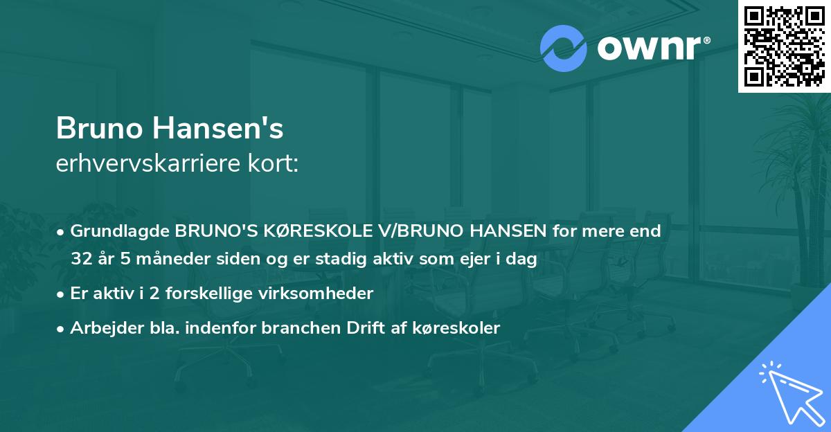 Bruno Hansen's erhvervskarriere kort