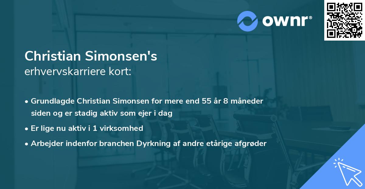 Christian Simonsen's erhvervskarriere kort