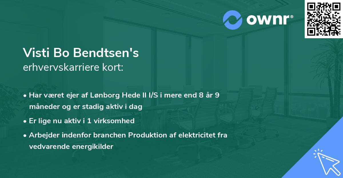 Visti Bo Bendtsen's erhvervskarriere kort