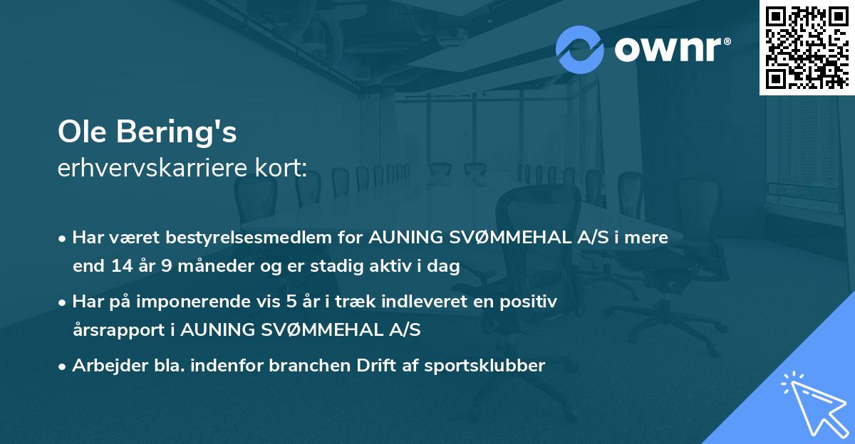 Ole Bering's erhvervskarriere kort