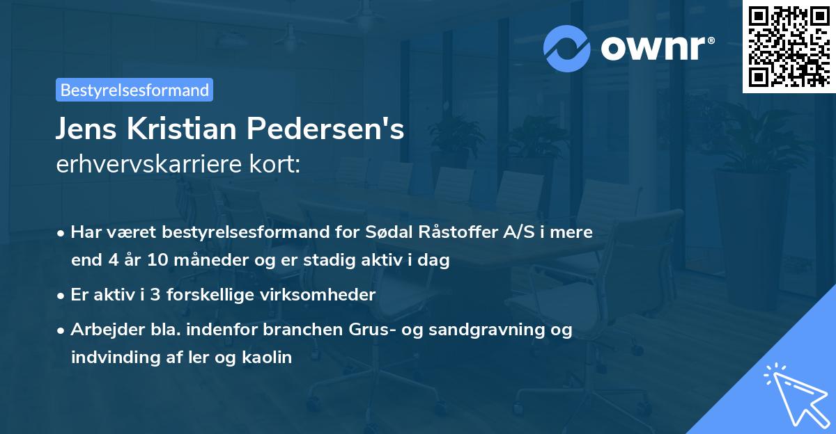 Jens Kristian Pedersen's erhvervskarriere kort