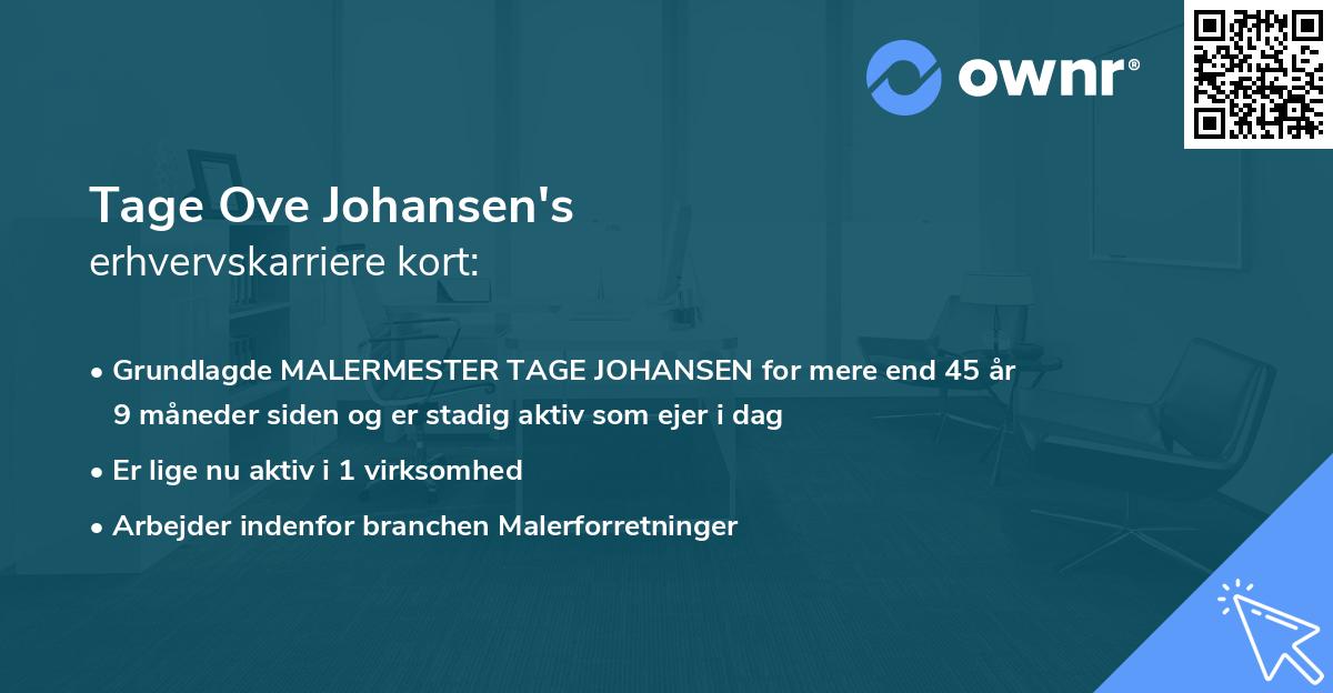 Tage Ove Johansen's erhvervskarriere kort