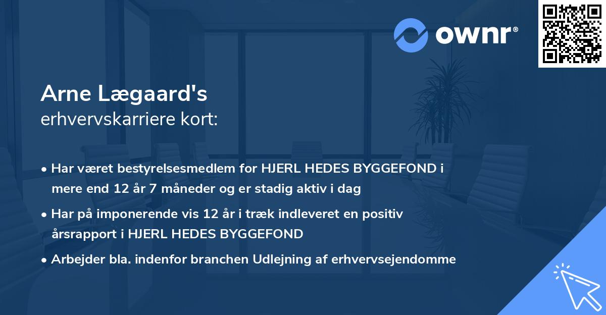 Arne Lægaard's erhvervskarriere kort