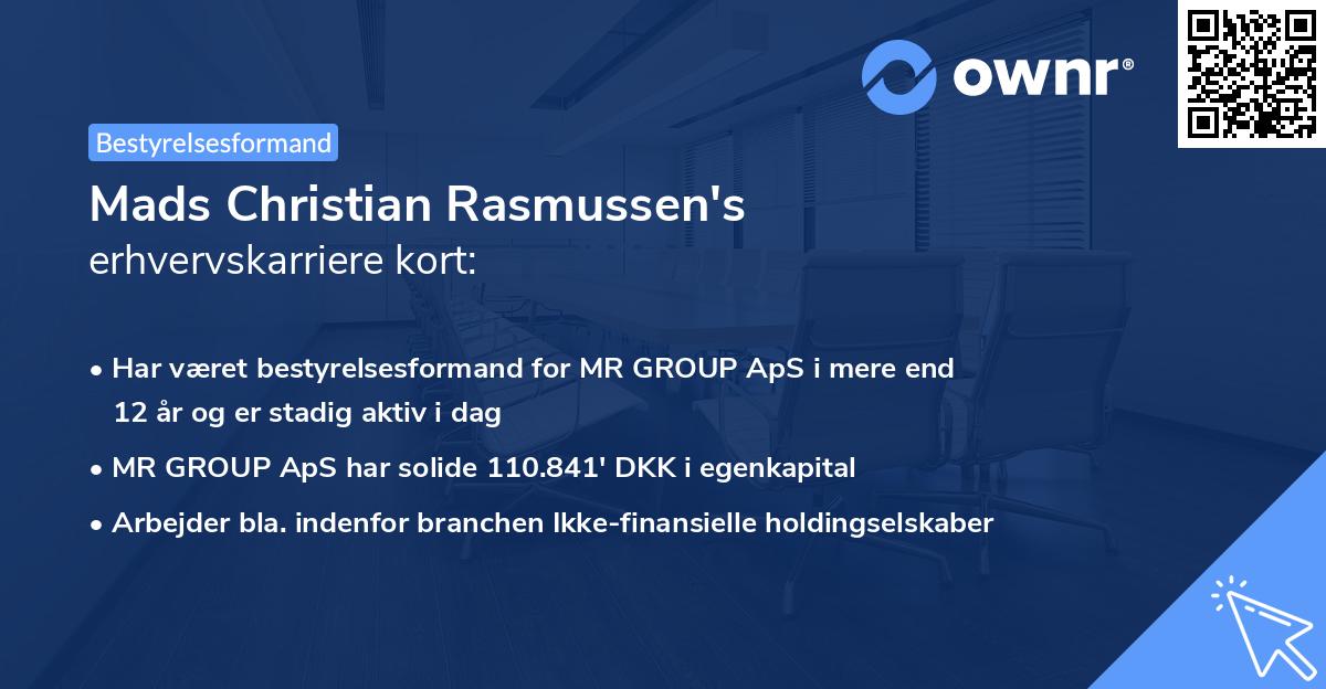Mads Christian Rasmussen's erhvervskarriere kort