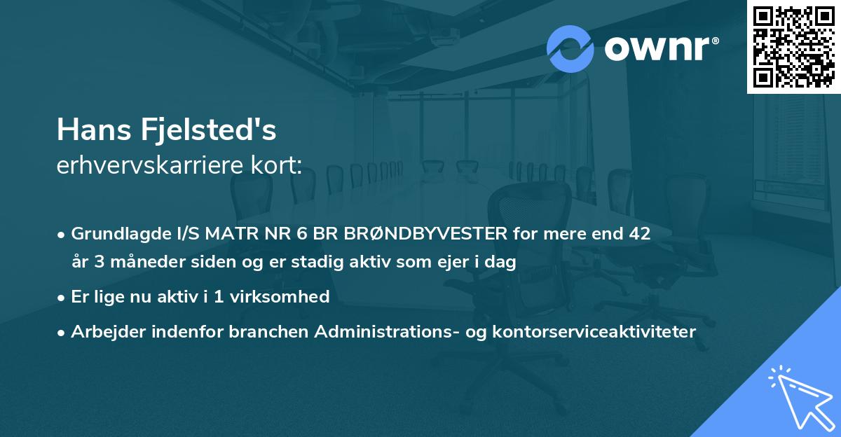 Hans Fjelsted's erhvervskarriere kort