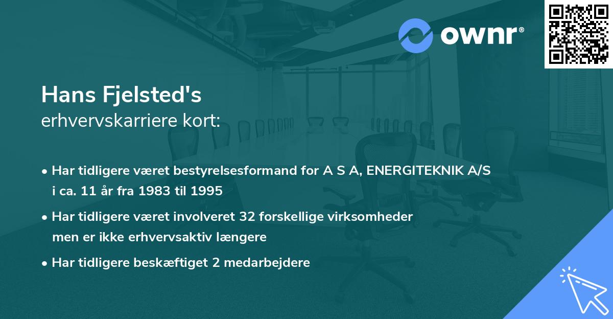 Hans Fjelsted's erhvervskarriere kort