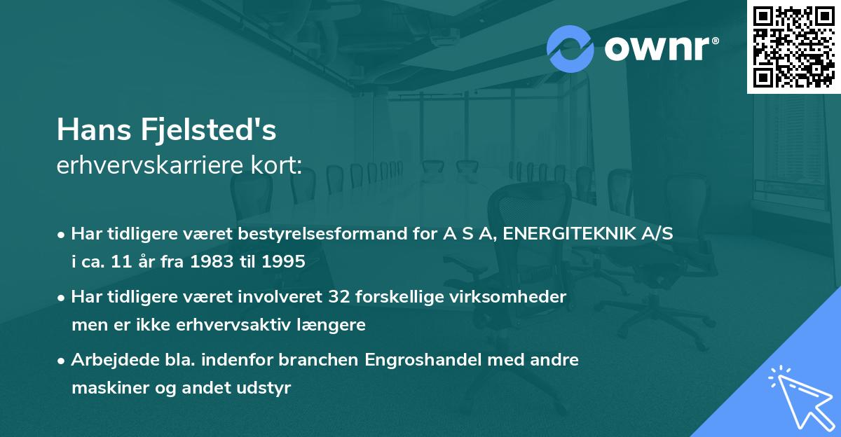 Hans Fjelsted's erhvervskarriere kort