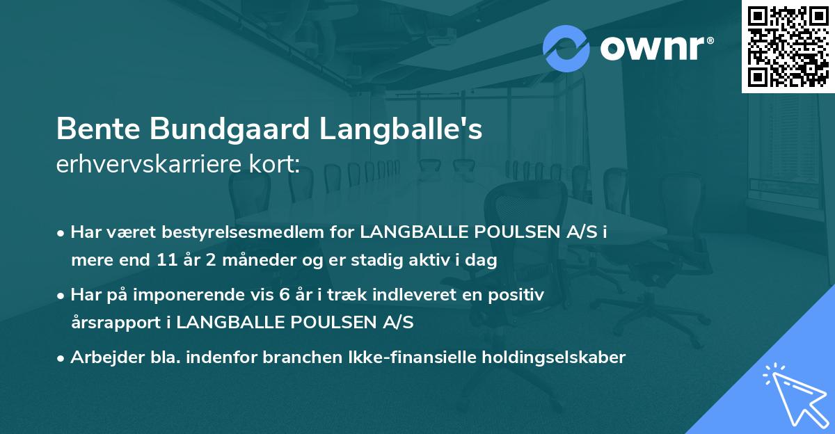 Bente Bundgaard Langballe's erhvervskarriere kort