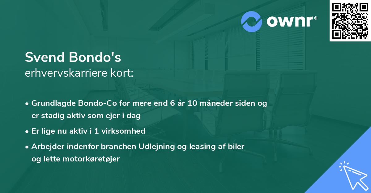 Svend Bondo's erhvervskarriere kort