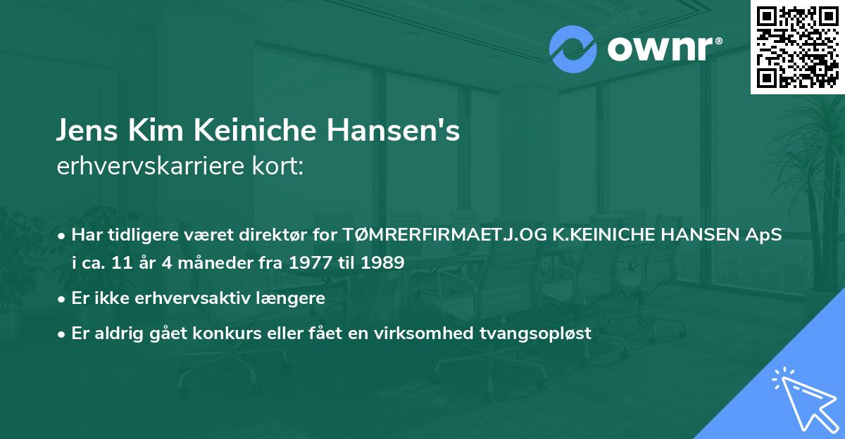 Jens Kim Keiniche Hansen's erhvervskarriere kort