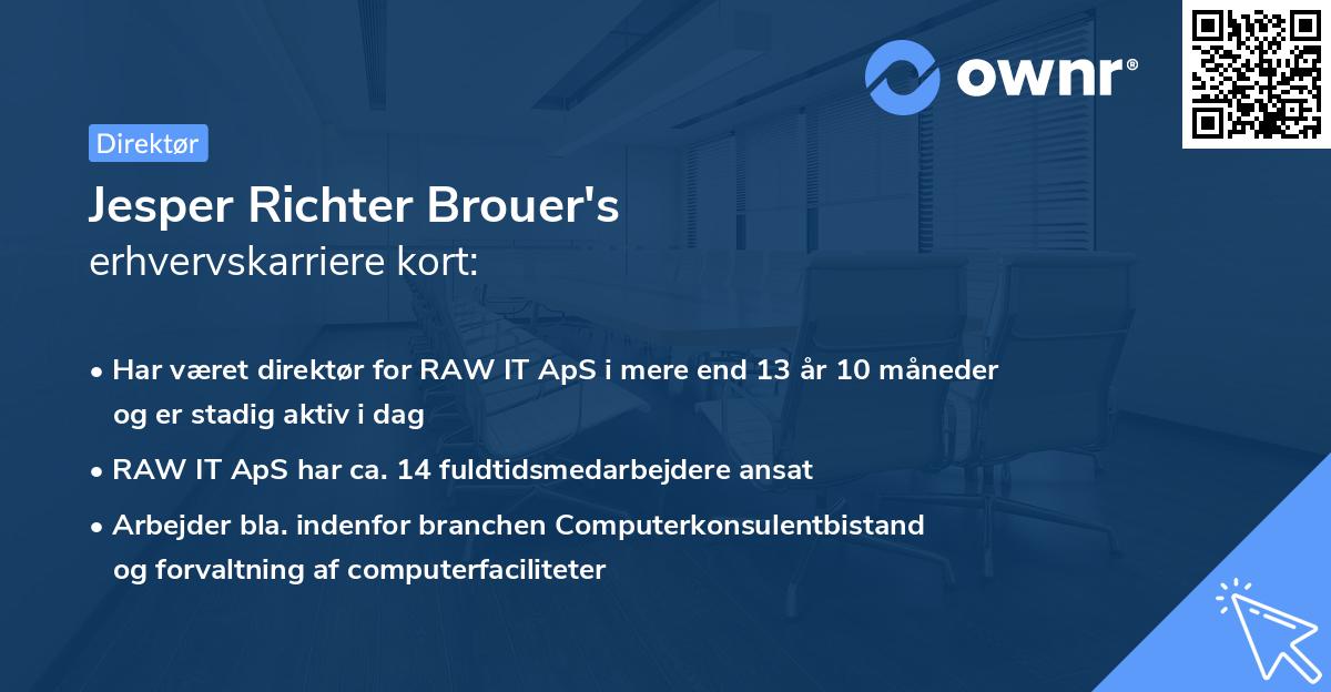 Jesper Richter Brouer's erhvervskarriere kort
