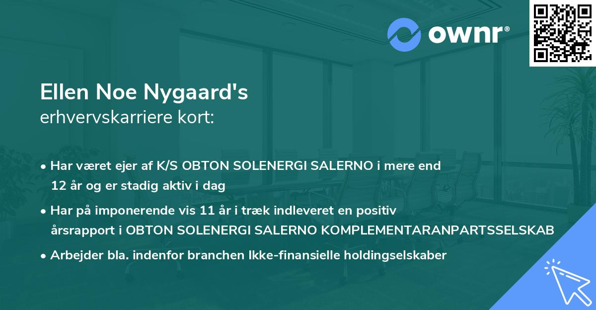 Ellen Noe Nygaard's erhvervskarriere kort