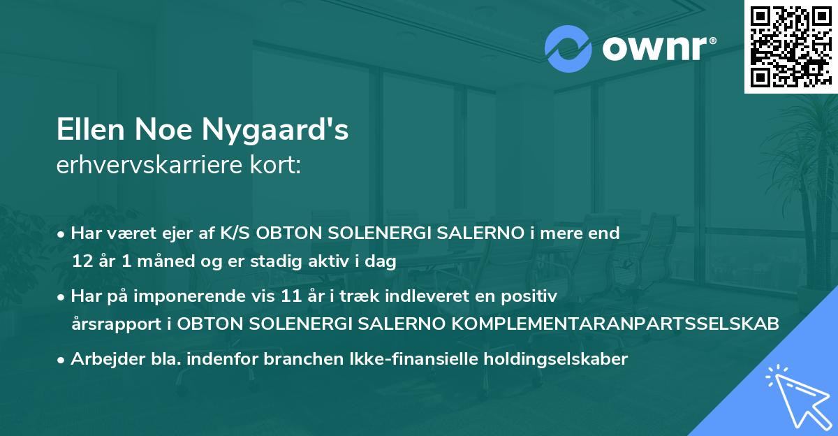 Ellen Noe Nygaard's erhvervskarriere kort