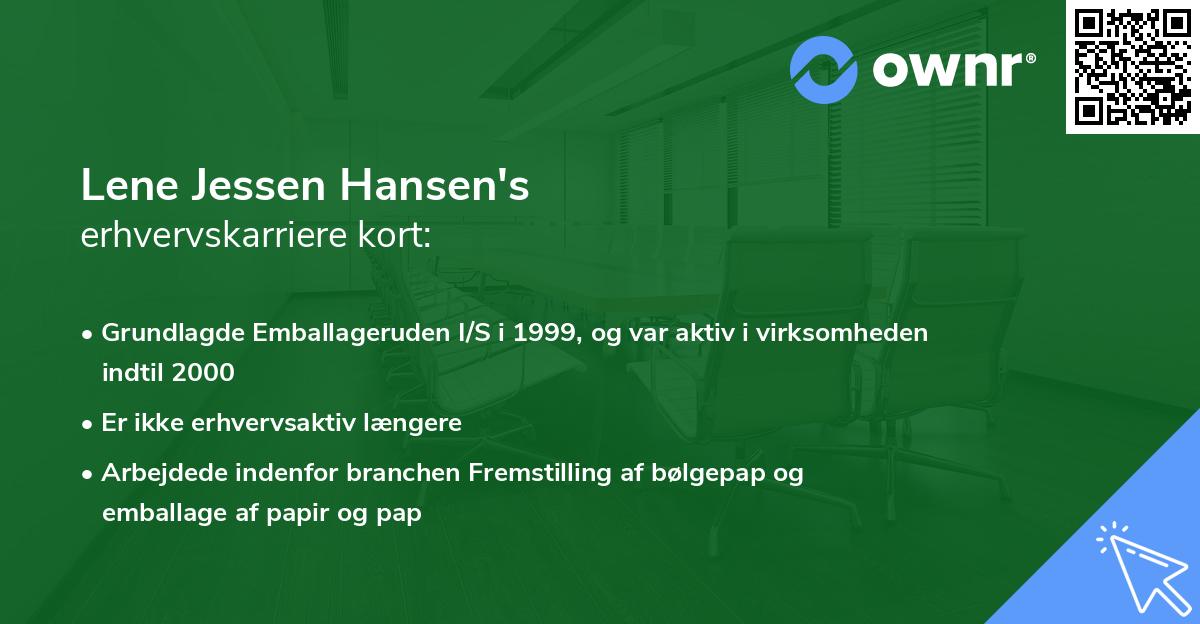 Lene Jessen Hansen's erhvervskarriere kort