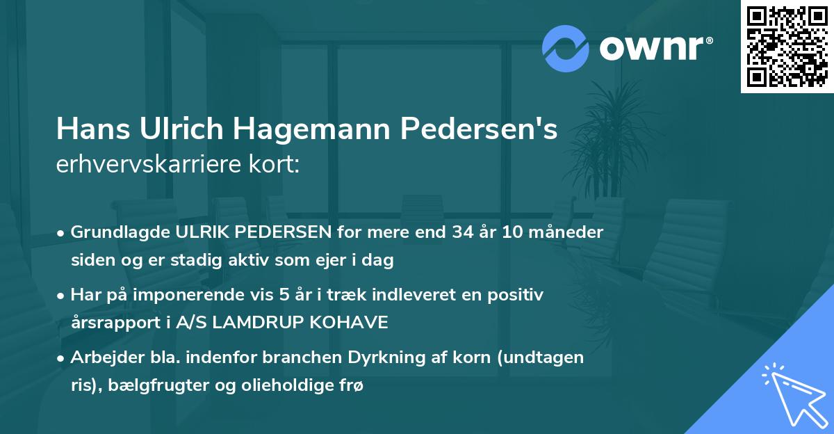 Hans Ulrich Hagemann Pedersen's erhvervskarriere kort