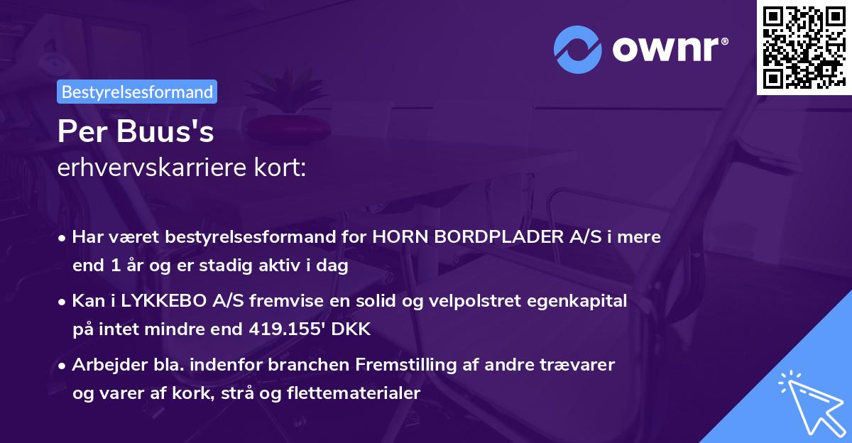 Per Buus's erhvervskarriere kort
