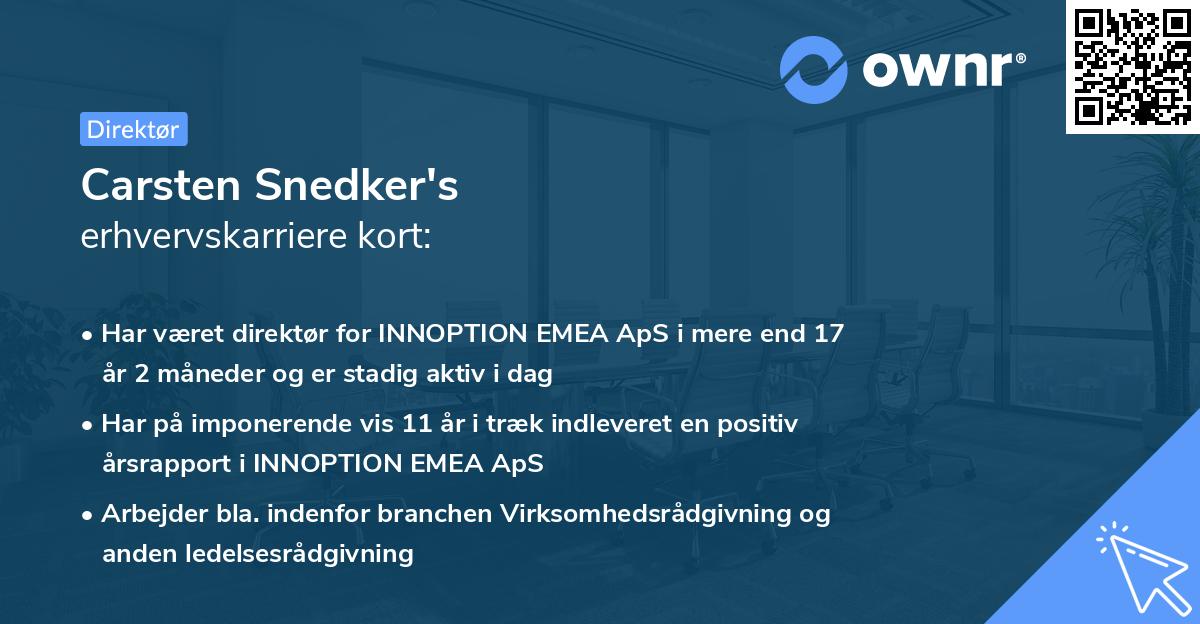 Carsten Snedker's erhvervskarriere kort