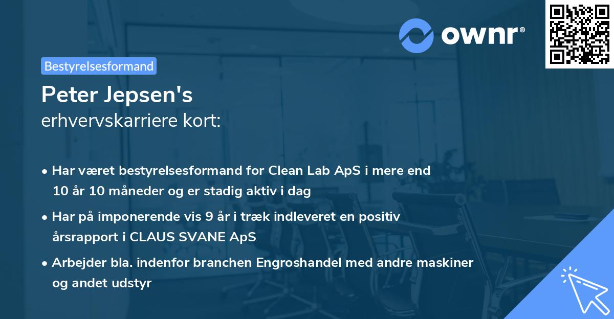 Peter Jepsen's erhvervskarriere kort