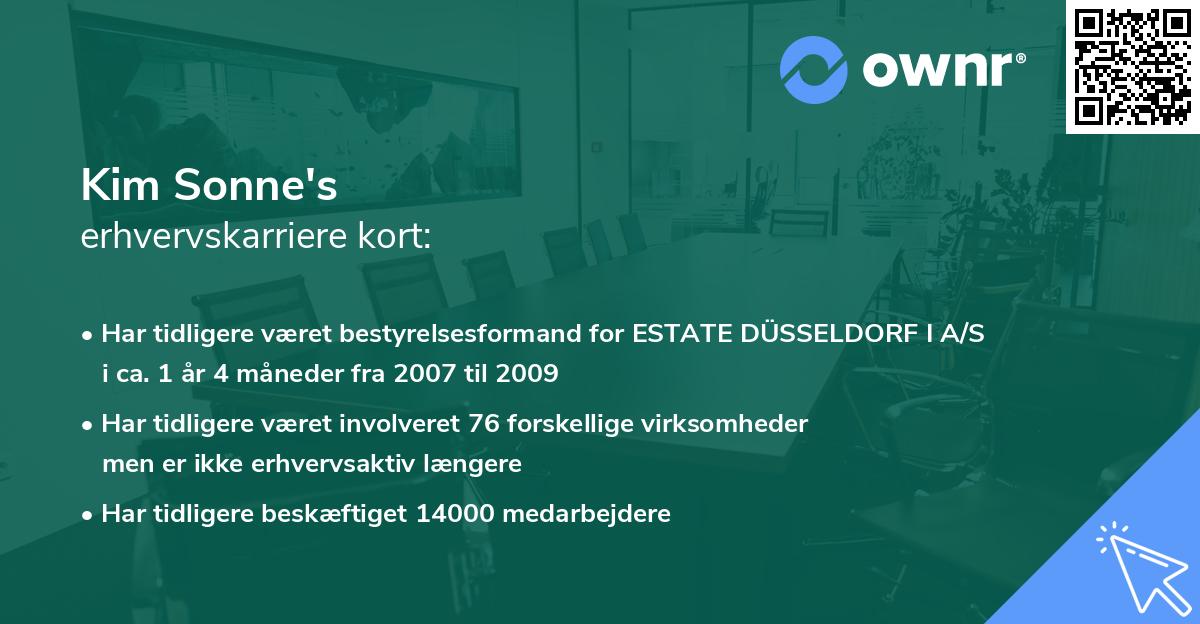 Kim Sonne's erhvervskarriere kort