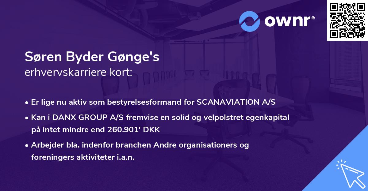Søren Byder Gønge's erhvervskarriere kort