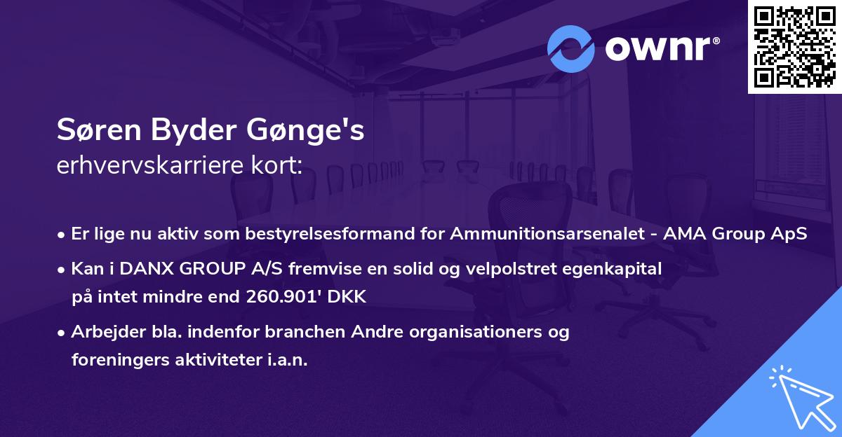 Søren Byder Gønge's erhvervskarriere kort