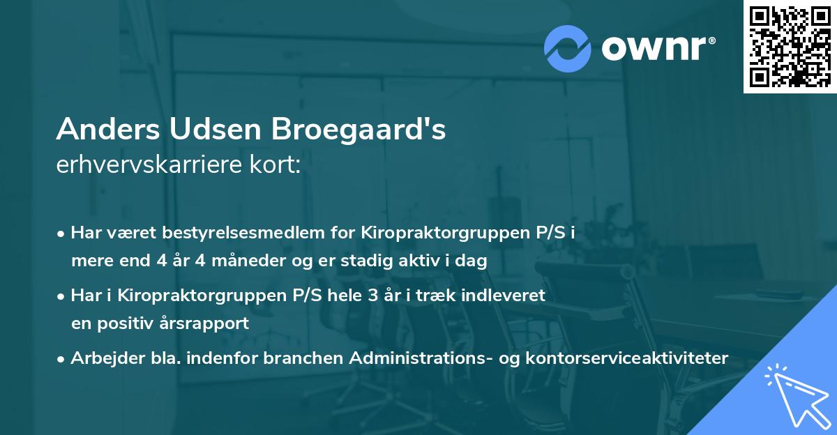 Anders Udsen Broegaard's erhvervskarriere kort