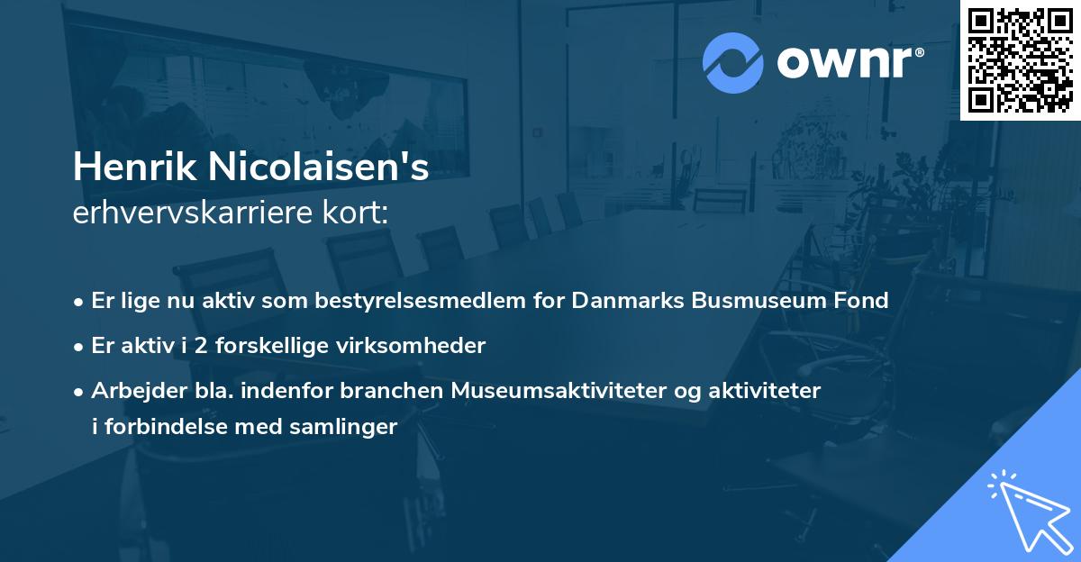 Henrik Nicolaisen's erhvervskarriere kort