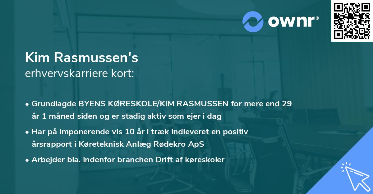 Kim Rasmussen's erhvervskarriere kort