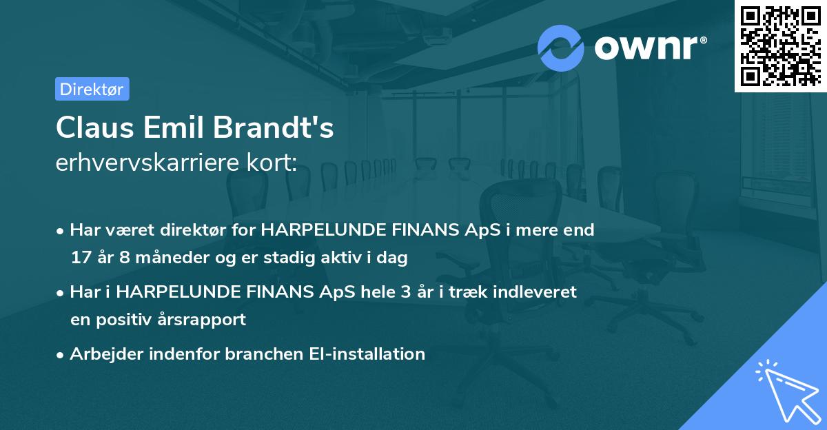 Claus Emil Brandt's erhvervskarriere kort