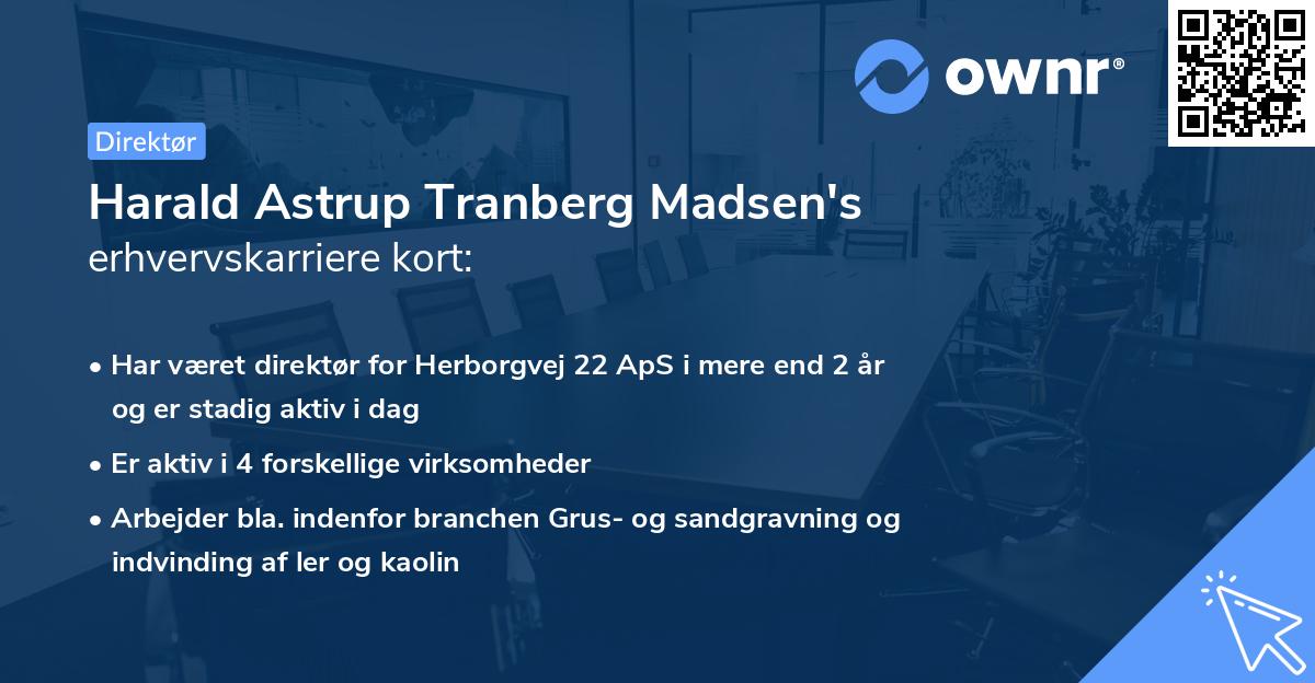 Harald Astrup Tranberg Madsen's erhvervskarriere kort