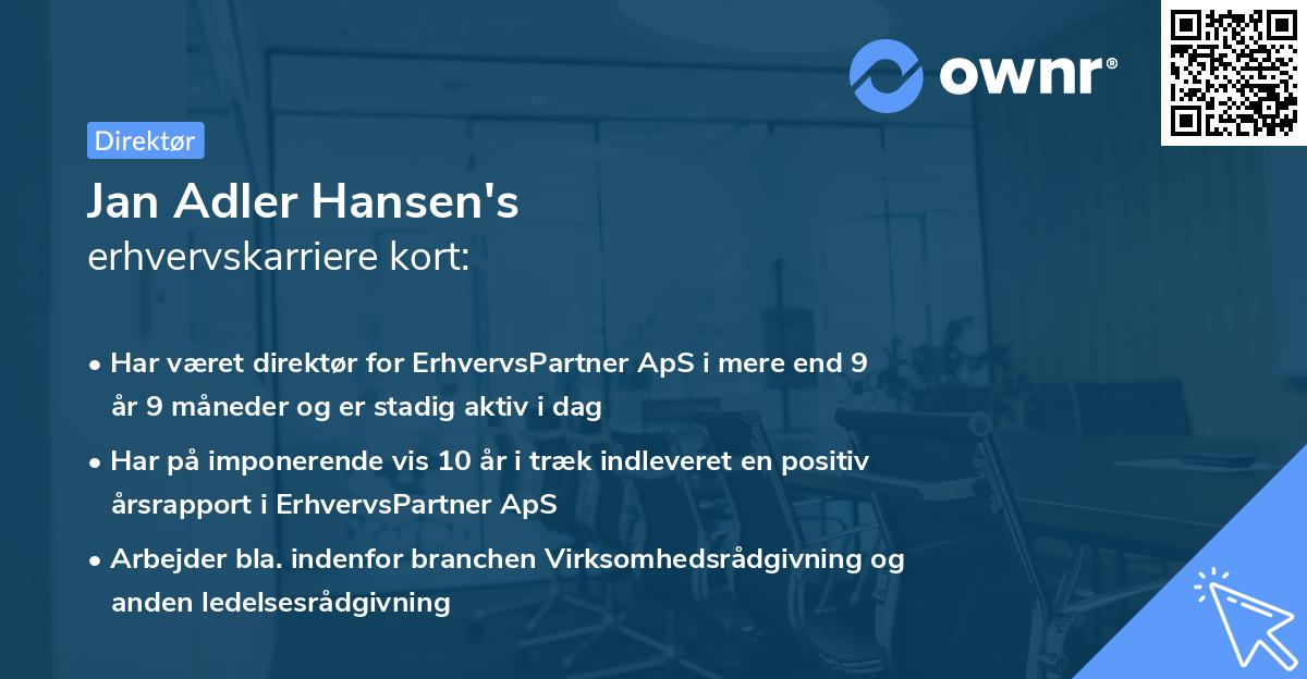 Jan Adler Hansen's erhvervskarriere kort