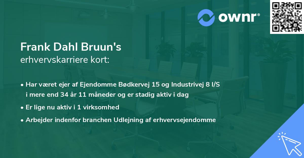 Frank Dahl Bruun's erhvervskarriere kort