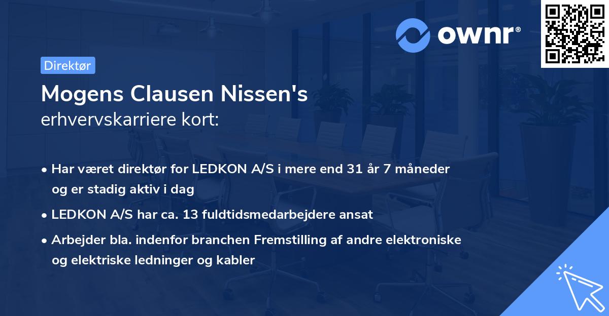 Mogens Clausen Nissen's erhvervskarriere kort