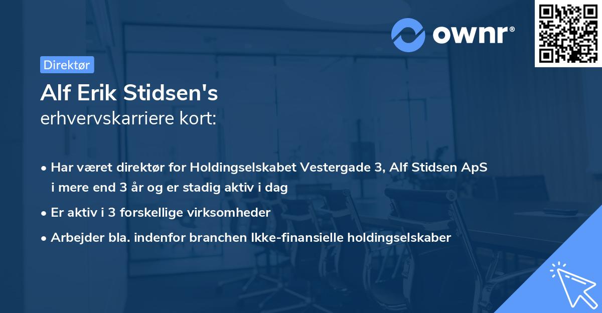 Alf Erik Stidsen's erhvervskarriere kort