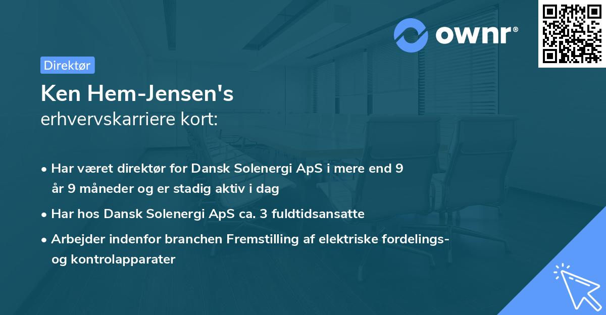 Ken Hem-Jensen's erhvervskarriere kort