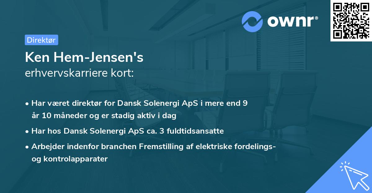Ken Hem-Jensen's erhvervskarriere kort