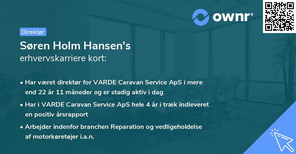 Søren Holm Hansen's erhvervskarriere kort