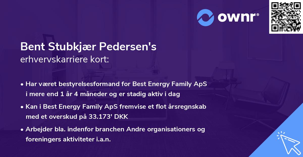 Bent Stubkjær Pedersen's erhvervskarriere kort