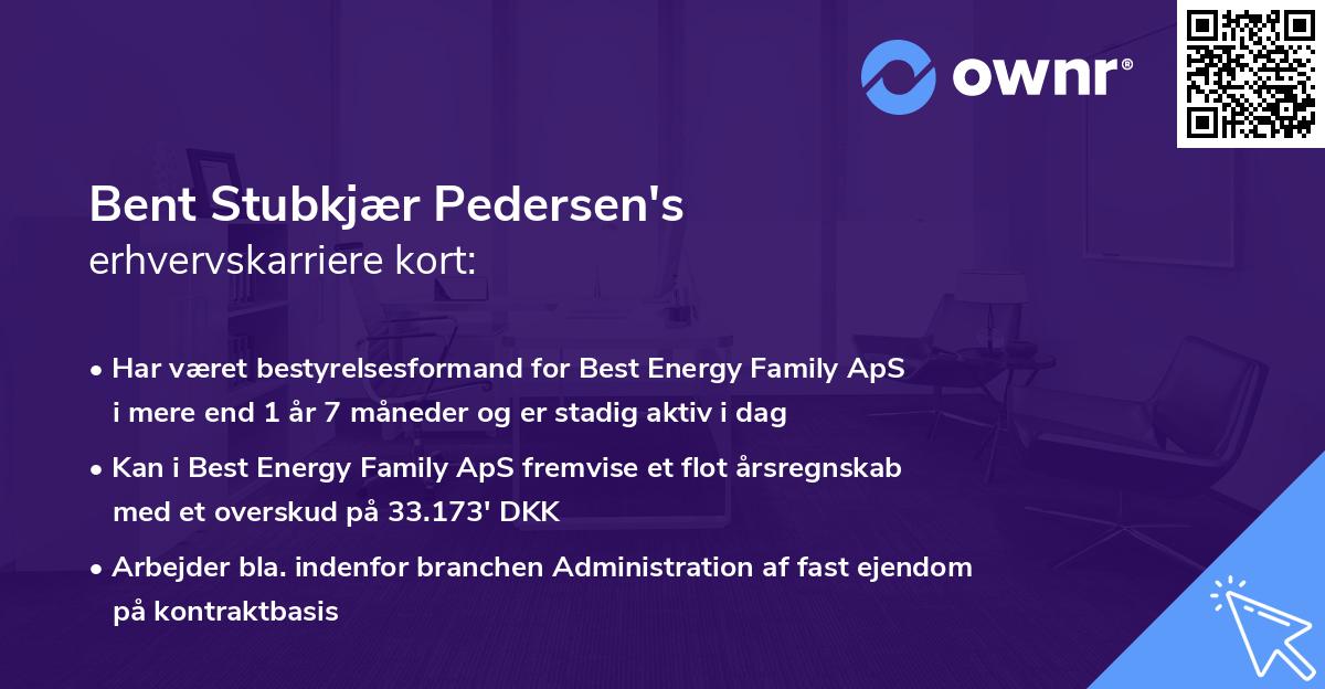 Bent Stubkjær Pedersen's erhvervskarriere kort