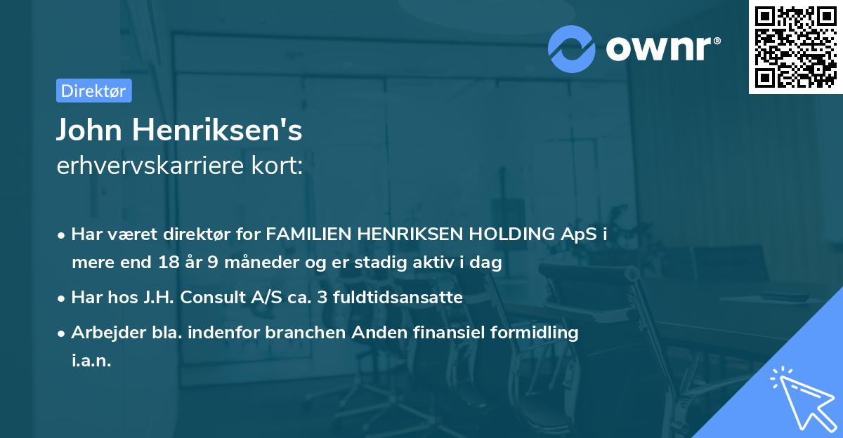 John Henriksen's erhvervskarriere kort