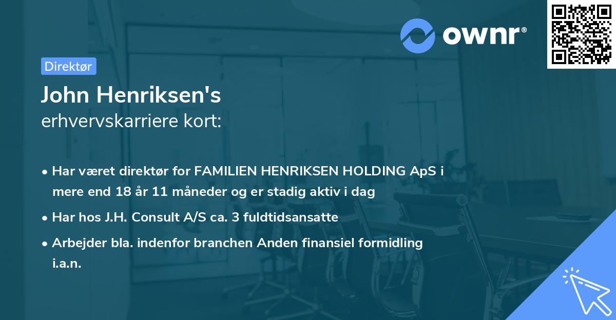 John Henriksen's erhvervskarriere kort